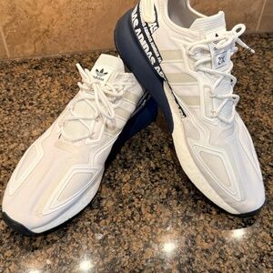 Used - Adidas ZX 2K Boost Shoes Men size 14 Logo Blue White Graphic Sneakers